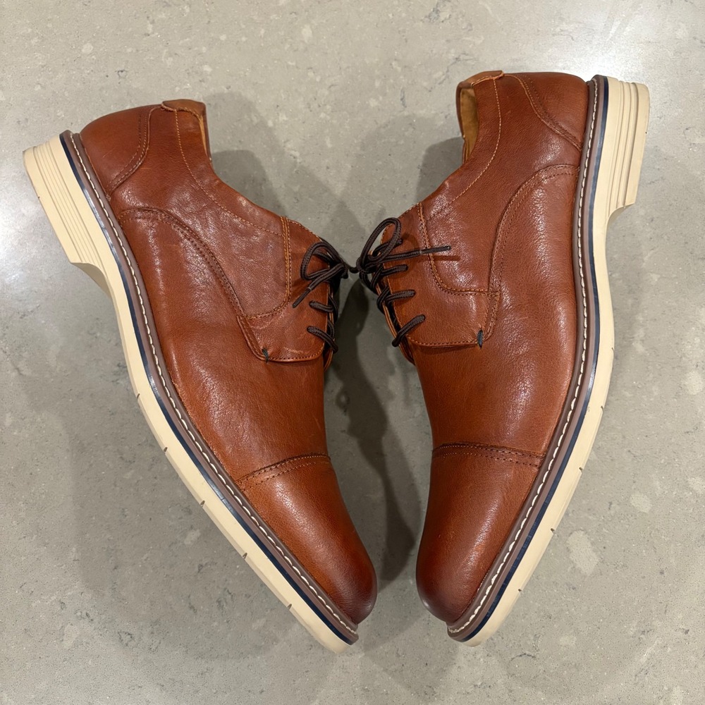 Florsheim Norwalk Cap Toe‎ Oxford Men 13W Leather Dress Shoe Cognac   Comfort - Picture 4 of 14
